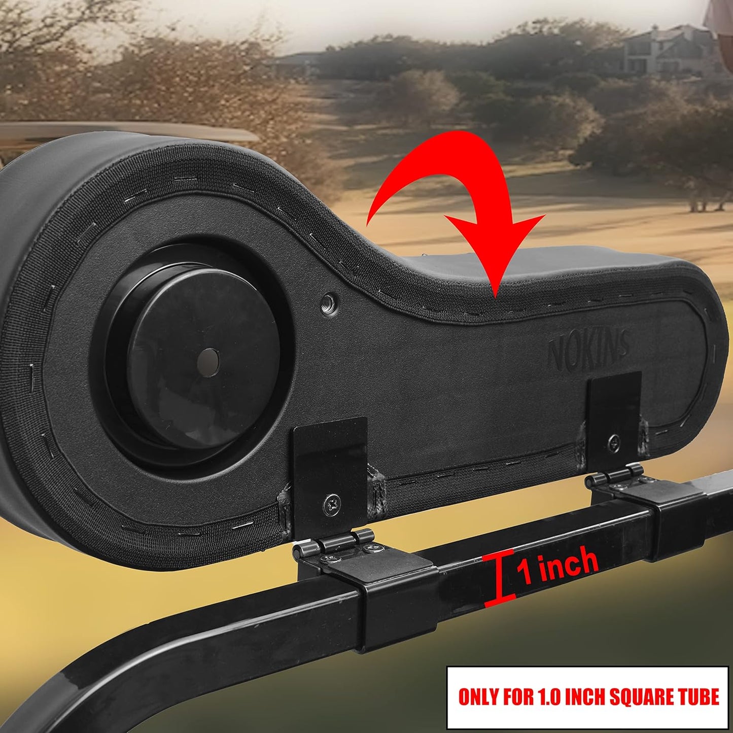 NOKINS Golf Cart Diamond Flip Armrest with Cup Holder, No Drilling Required, Golf Cart Folding Hinged Armrest, Inward Mount, for Club Car EzGo Yamaha Back Seat Kit