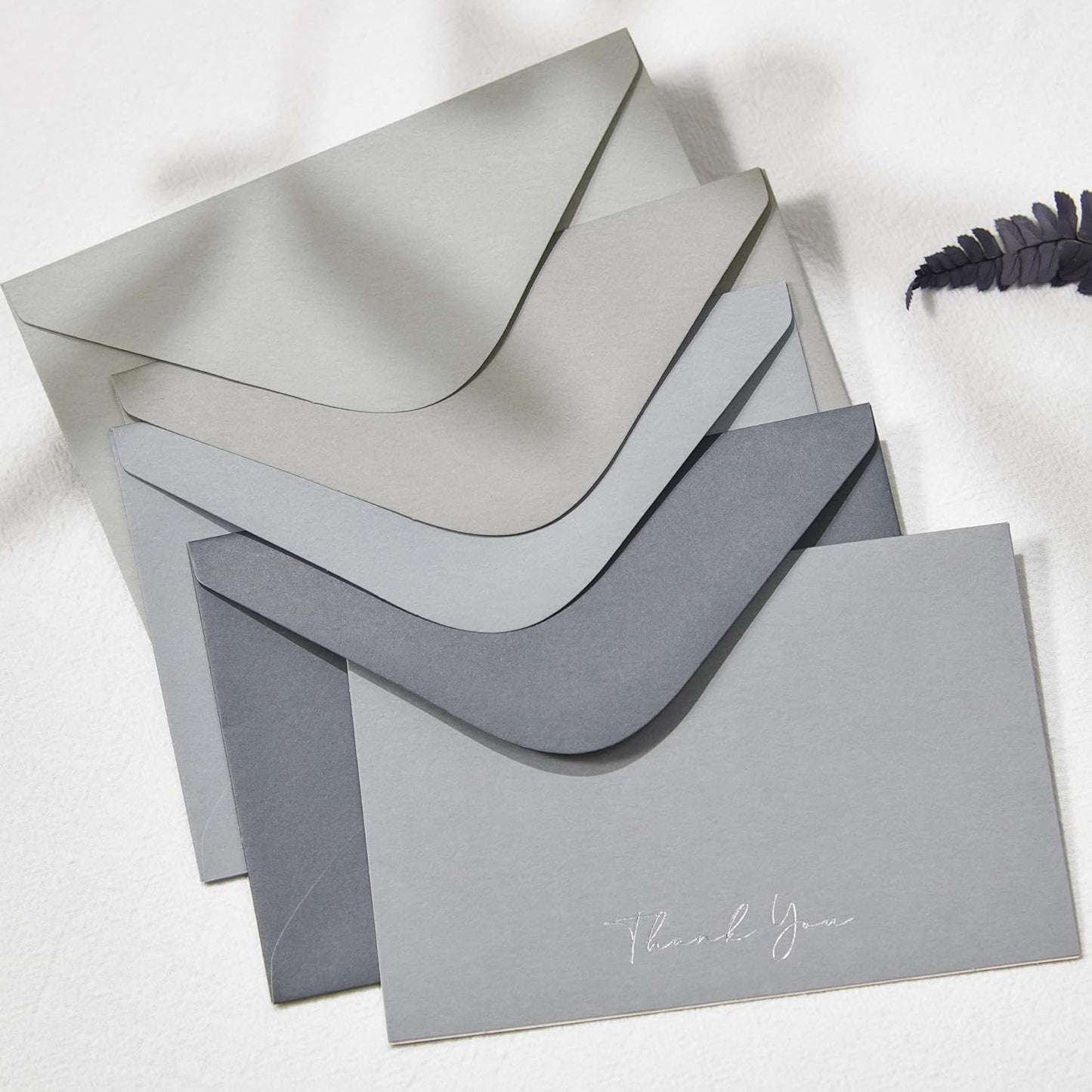 Crisky Gray Thank You Cards with Envelopes & Stickers， 50 Pack Gold Foil Bridal Shower Graduation Thank You Cards Small Business, Wedding Baby Shower Birthday Funeral Notes Bulk