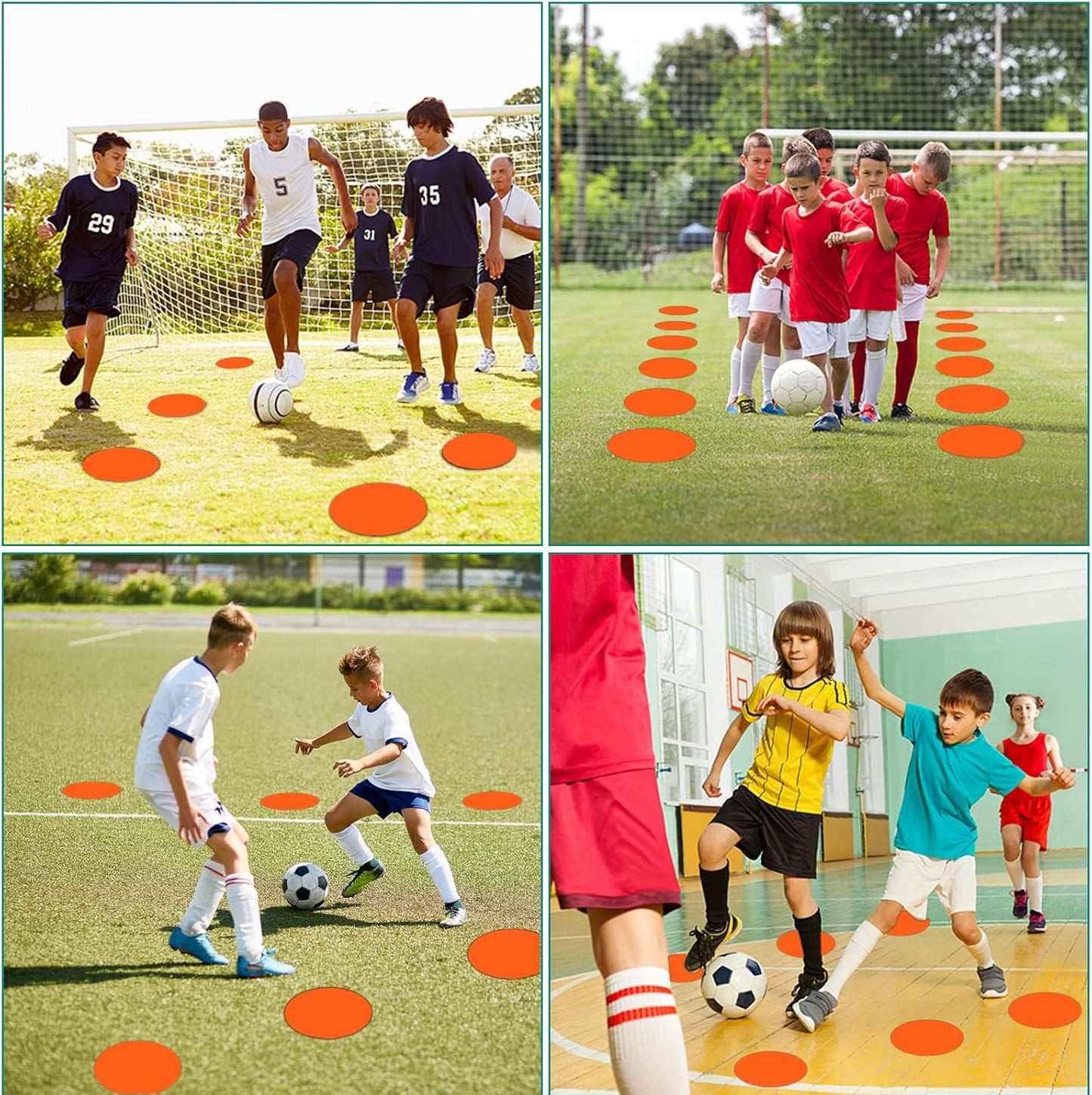Poly Spots Spot Markers for Gym Floor 9 inch Flat Cones 12/24Pcs Non Slip Rubber Floor Dots for Kids Soccer Basketball Sports Speed Agility Training, Preschool Classroom Activities