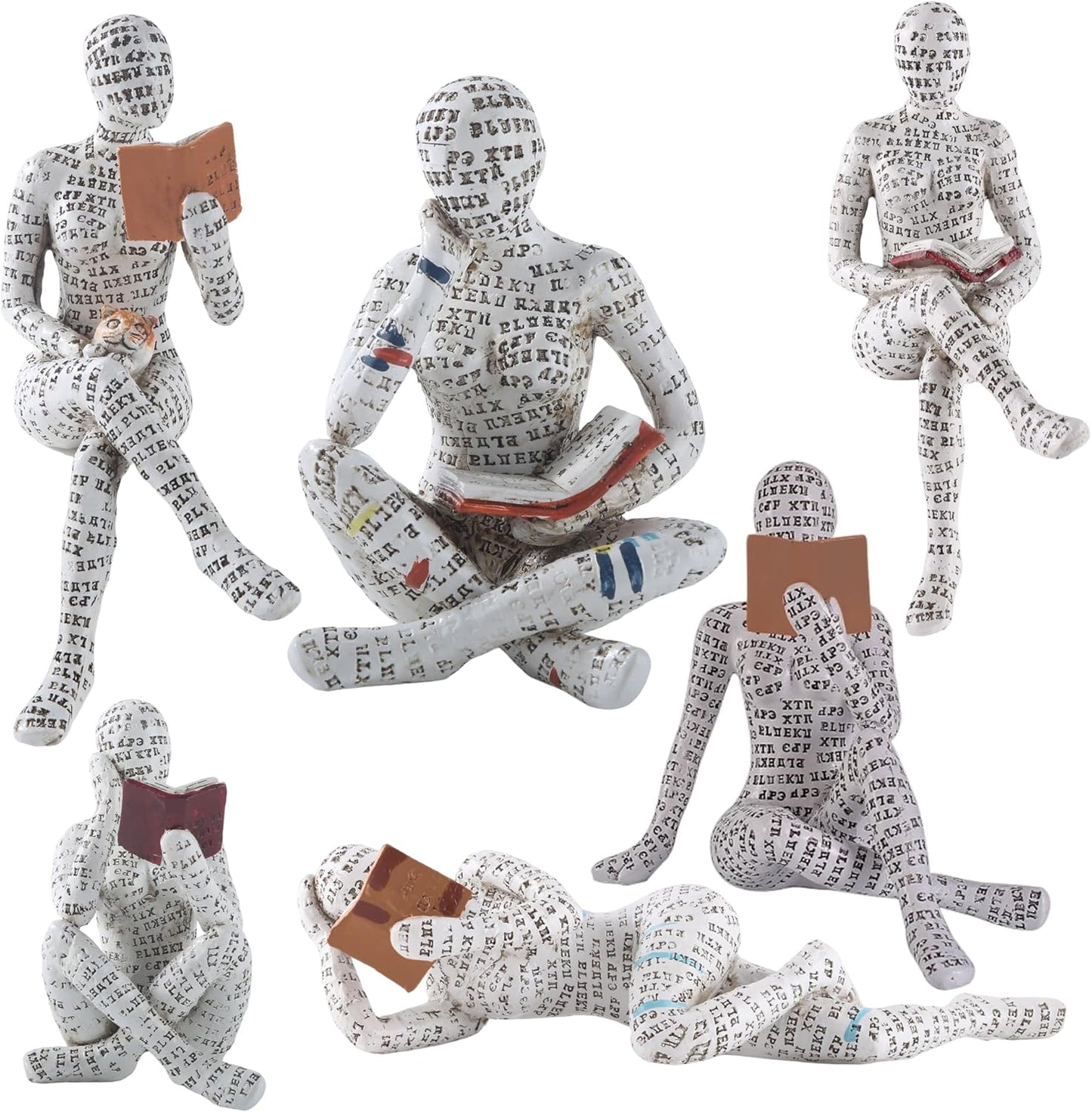 GRAPMKTG Home Decor Pulp Reading Women Thinker Statue Aesthetic Sculpture Room Decor Modern Abstract Decoration on Shelf Table Desk for Living Room Office Bedroom 6 Pack Set