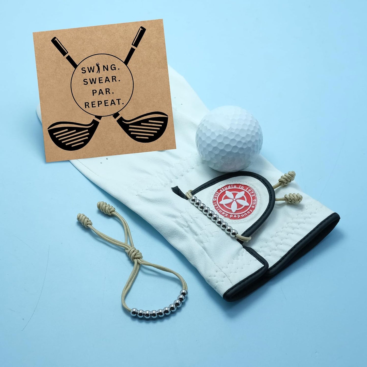 LAMIBEE Pack of 2 Golf Glove Bead Stroke Counter, 10 Stainless Steel Beads Score Counter for Gloves, Stroke Count Resizable Easy to Adjust Golf Round Scoring Tracker Accessory