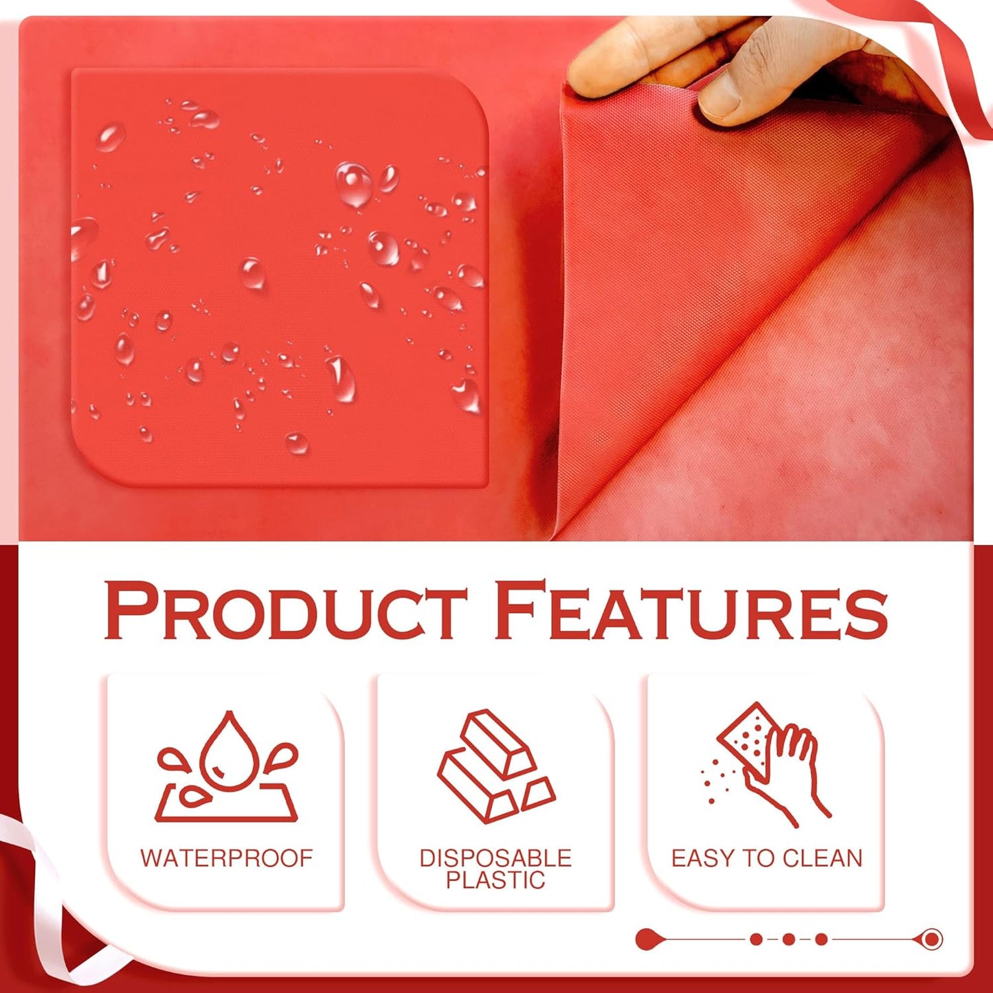 4 Pcs Red&Blue&Green&Gold Series Rectangle Tablecloth, 54x72" Solid Color Waterproof & Spillproof Disposable Plastic Table Cover, Durable Party Tablecloth for Dining, Buffet, Picnic, Outdoor Events