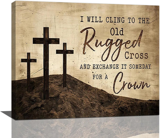 Christian Wall Art, Cross Pictures Wall Decor Religious Canvas Prints Framed Artwork Paintings Poster Home Office Decorations For Bathroom Bedroom Living Room Kitchen 20l X 16w