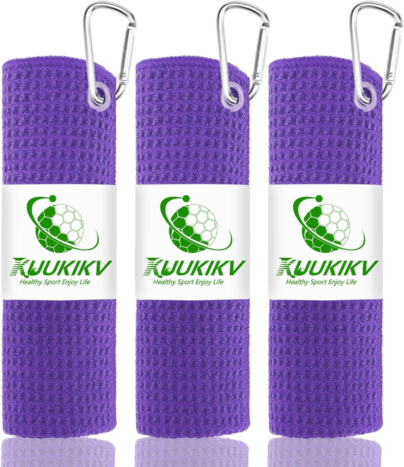 3 Pack 16" X 16" Golf Towels for Golf Bags, Premium Waffle-Pattern Golf Towel with Carabiner Clip, Super Absorbent Microfiber Towel, Golf Accessories for Bag.3 Pcs Darkpurple