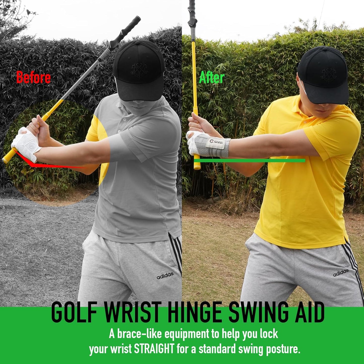 GAIARENA Golf Wrist Brace Wrist Hinge Swing Aid, Efficient Golf Swing Training Equipment to Correct Wrist’s Angle & Develop Muscle Memory for Beginner Golfers