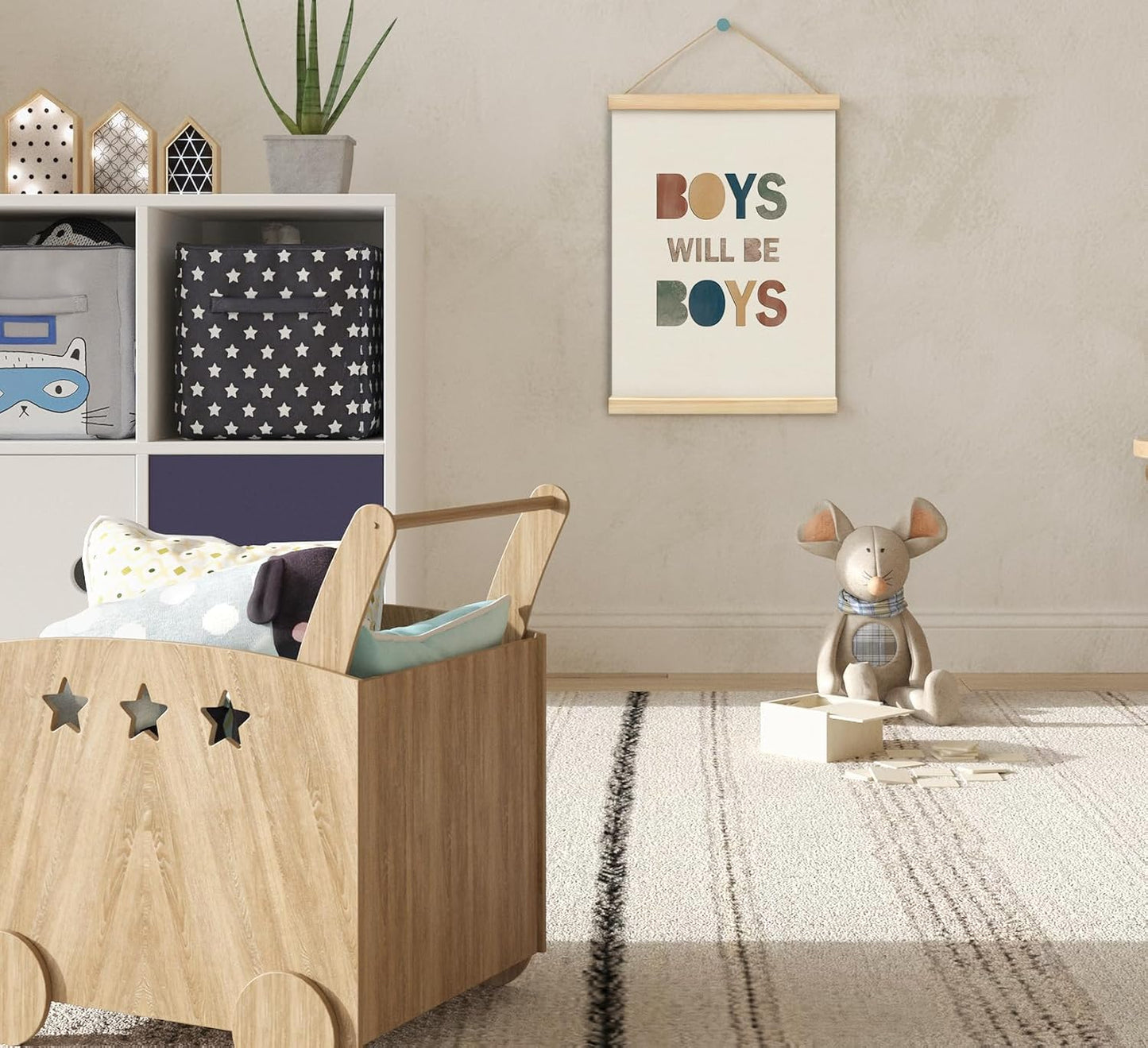 KDHTY Little Man Cave Wall Art Posters Hanger Frame,Toddler Boy Room Decor,Nursery Toddler Room Decor Kids Playroom Art,Reading Corner Decor,12 x 16 Inch,Set of 2