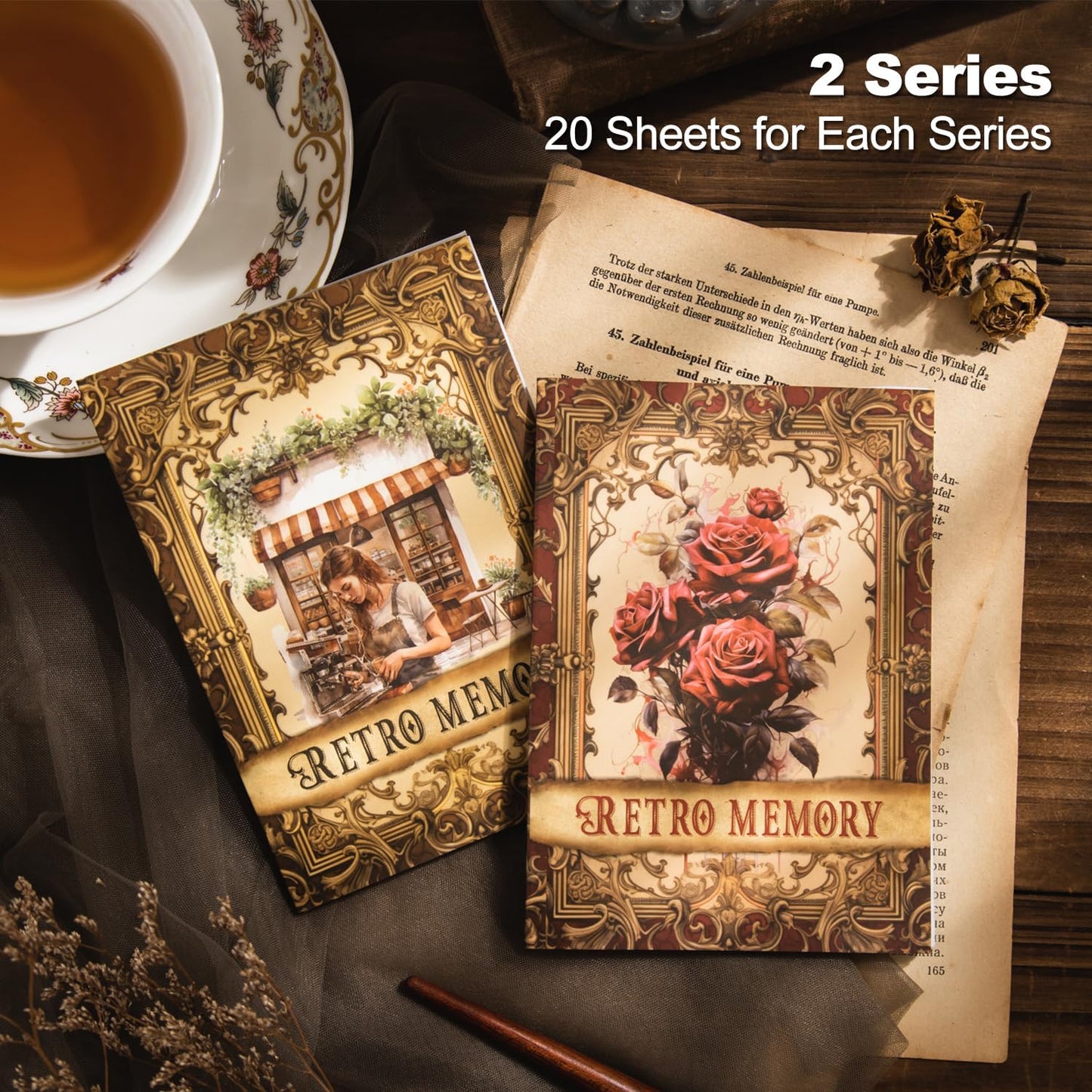 Retro Memory PET Sticker Book Set, 40 Pcs Pre-Cut Vintage Ephemera Stickers for Scrapbooking, Journaling, DIY Crafts, and Art Supplies