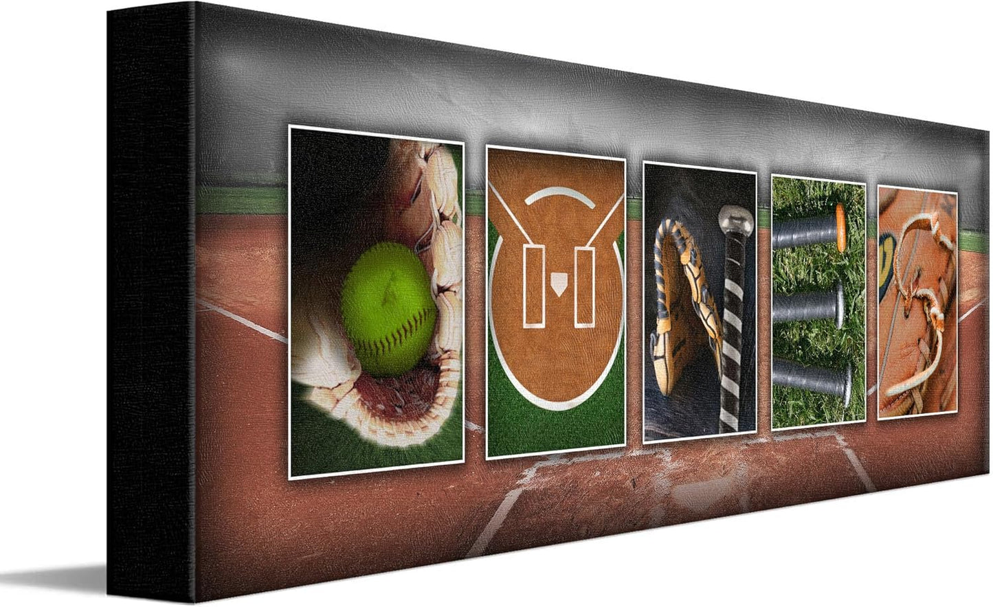 Personal-Prints SOFTBALL Personalized Décor or Gift for the Softballer, Softball Coach, or League | Customized Softball Name Wall Art Gift (6"x18" Stretched Canvas)