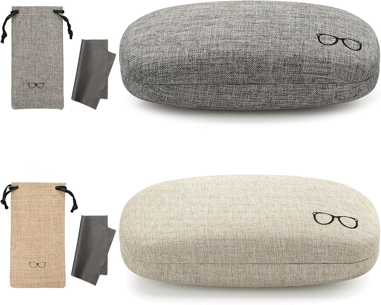 Vemiss Hard Shell Eyeglasses Cases, Linen Fabrics Protector Sunglasses Case, Large Glasses Case