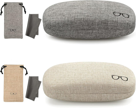 Vemiss Hard Shell Eyeglasses Cases, Linen Fabrics Protector Sunglasses Case, Large Glasses Case
