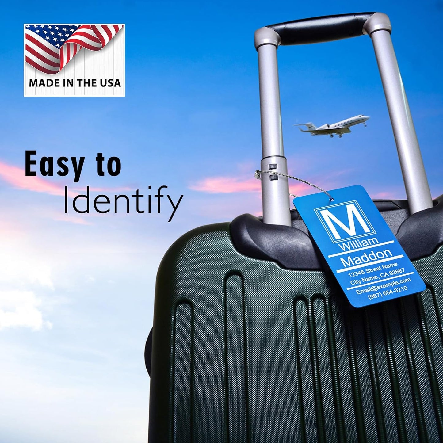 Luggage Tags for Suitcase - Red Personalized Engraved Metal Tag for Cruise Travel - Custom Name Tags Suitable for Bags and Backpacks No Underline (2x3.5 inch)