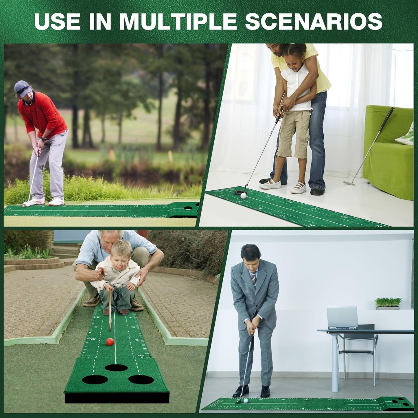 Wekin Indoor Putting Green Game Set, Golf Putting Game with Metal Putter & Golf Balls, Golf Putting Mat Training Aid for Backyard,Party,Office