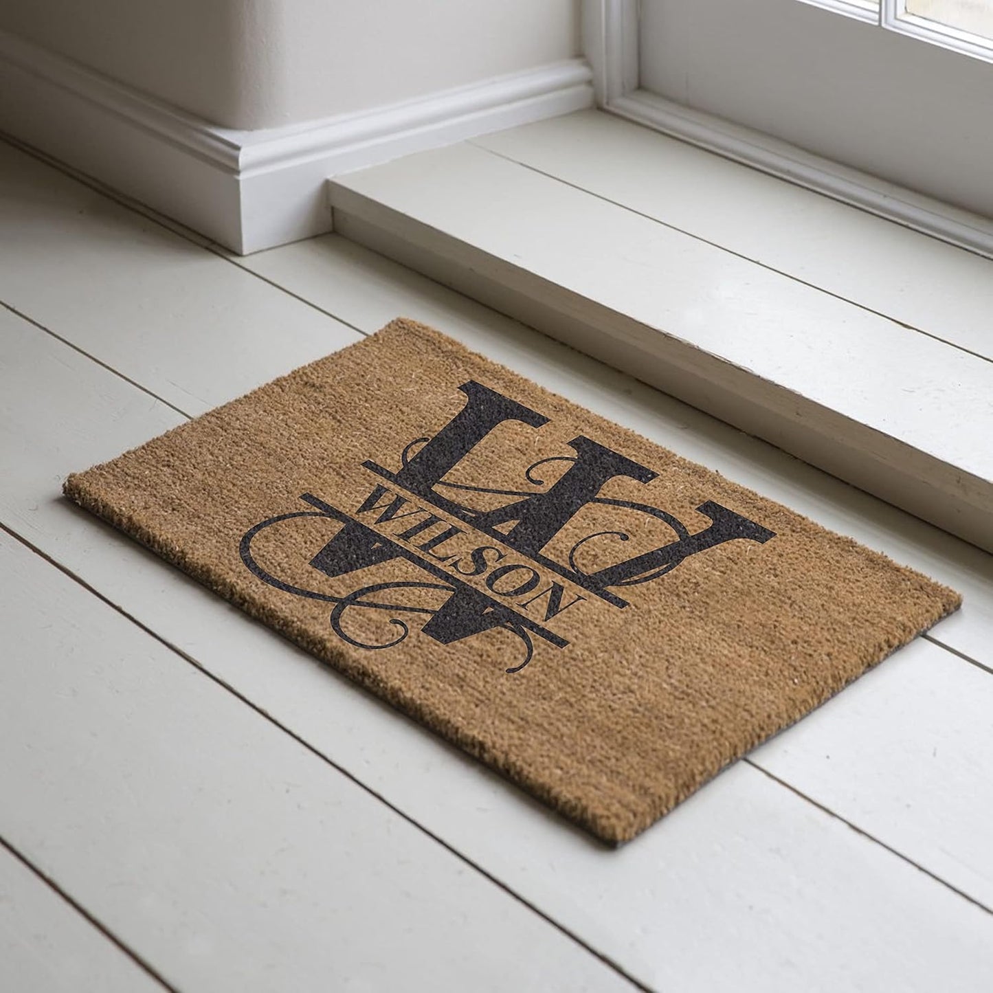 MRC Wood Products Personalized Split Monogram 24" x 36" Custom Doormat Door Mat for Front Door (24" x 36")
