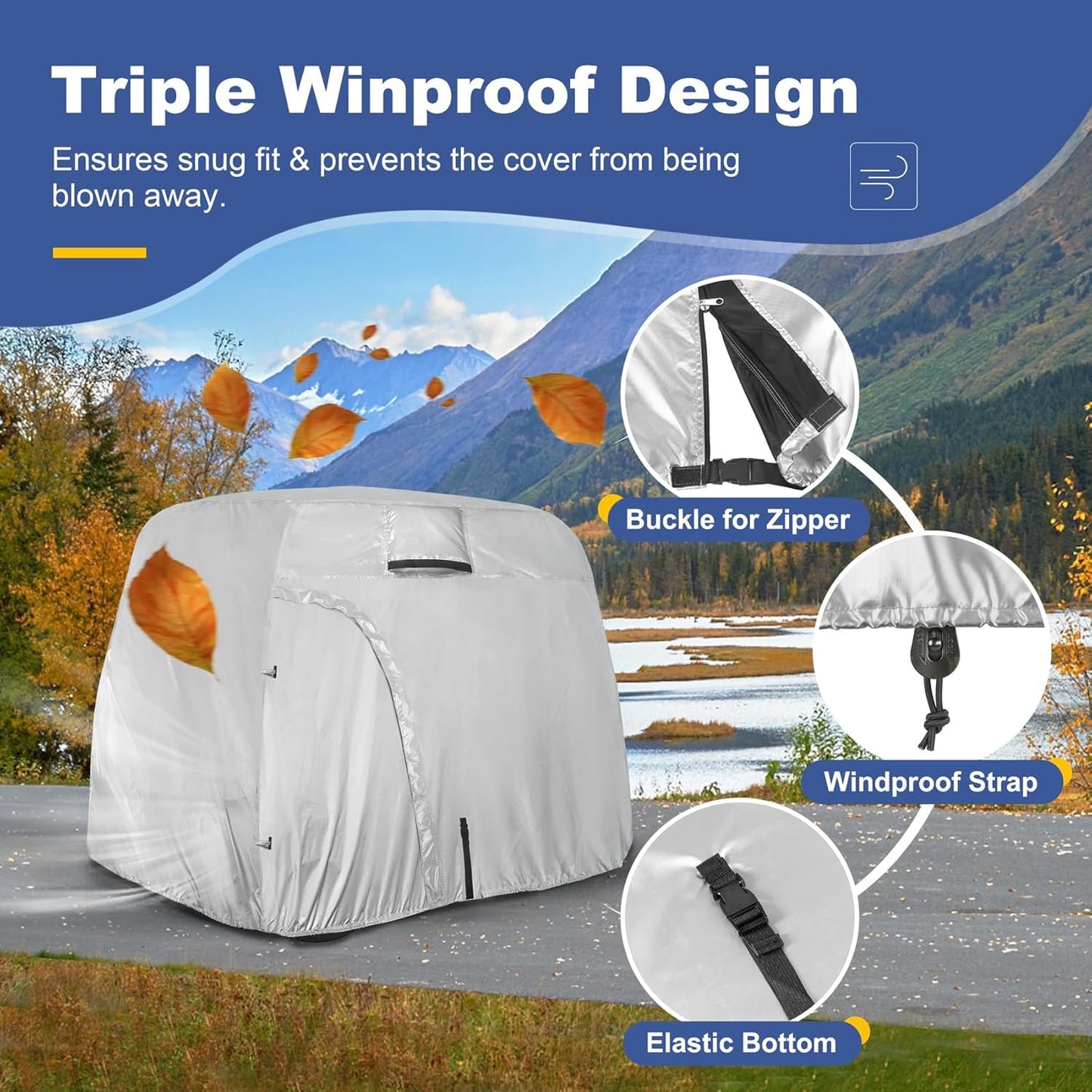 Explore Land Waterproof Golf Cart Cover Universal Fits for Most Brand 2/4/6 Passenger Car