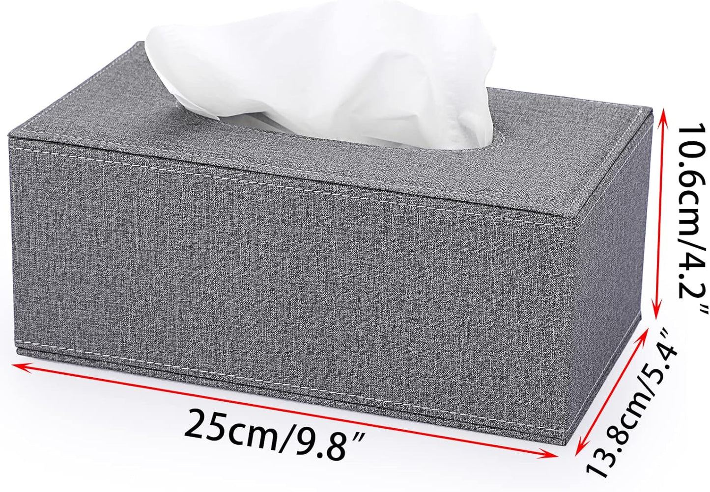 Sumnacon Tissue Box Cover Rectangle Linen Tissue Box, Stylish Tissue Box Holder with Magnetic Bottom,Decorative Tissue Cover for Bathroom Living Room Toilet Table Desk Office Car, Grey