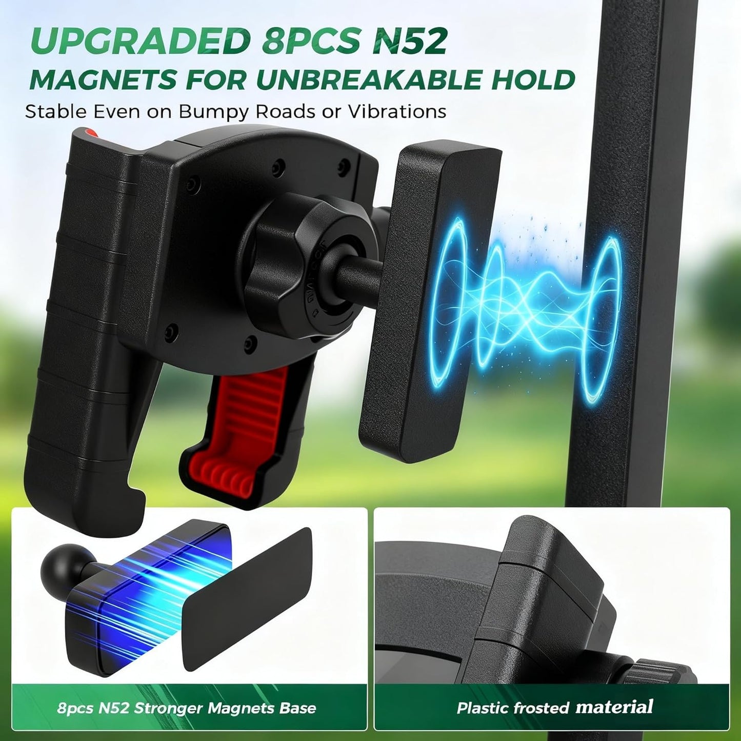 Magnetic Golf Cart Phone Holder, 360° Adjustable Ultra Strength Magnetic Mount Compatible with Club Car EZ-GO Yamaha, The Perfect Golf Accessory Gift for Golfers