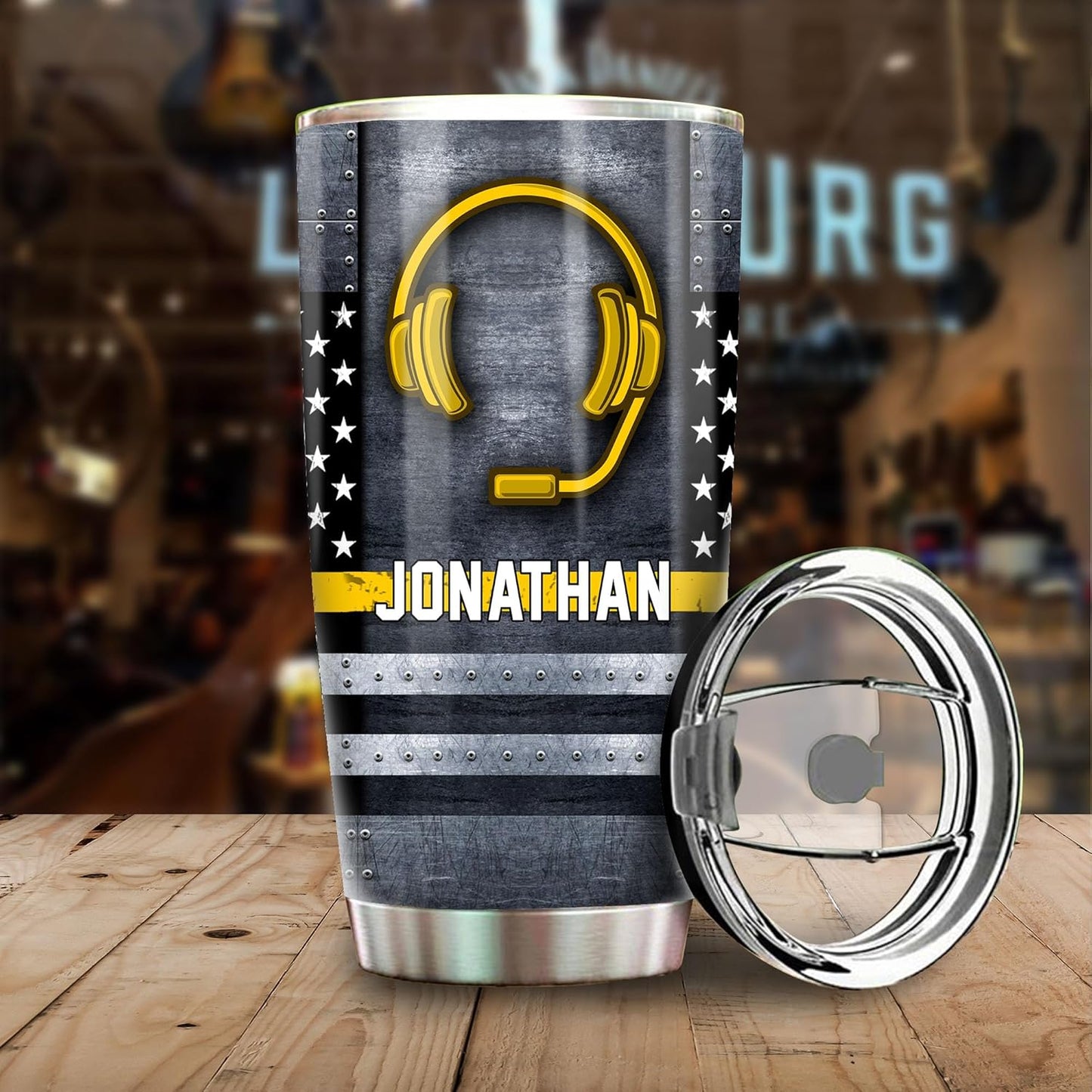 911 Dispatcher Half Thin Gold Line American Flag 20oz Tumbler With Lid - Gifts For 911 Dispatchers Academy Graduation Retirement Birthday Gifts