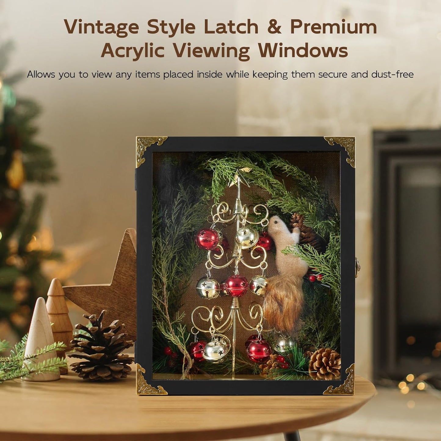 Deep Shadow Box,11x13-inch Shadow Boxes Display Cases, Large Shadow Box Frame, 4-inche Interior Deep Display Cases, Black Wooden Memory Boxes for Bridal Bouquets, Keepsakes