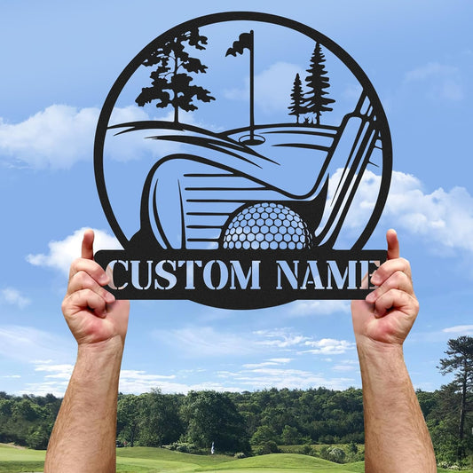 Personalized Golf Metal Wall Art, Vintage Golf Wall Decor, Custom Signs Outdoor Metal, Sports Theme Home Decor for Man Cave Office Garage Bar, Personalized Golf Gifts for Men Dad Father Color06