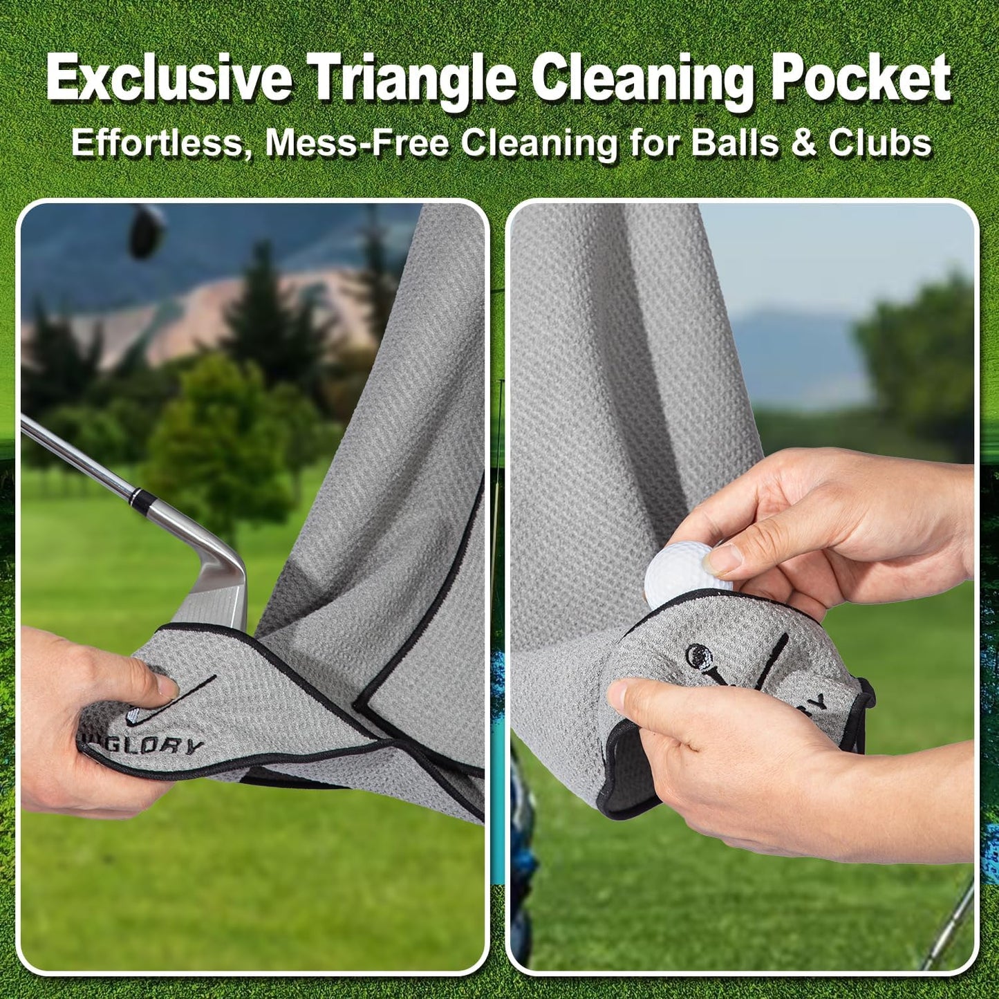 Magnetic Golf Towel for Bag 18" x 18" with Clip Exclusive Cleaning Pocket Microfiber Waffle Ultra Absorbent Club Ball Cleaner Essential Golf Accessories and Gifts for Men Women(Red 1 Pack)