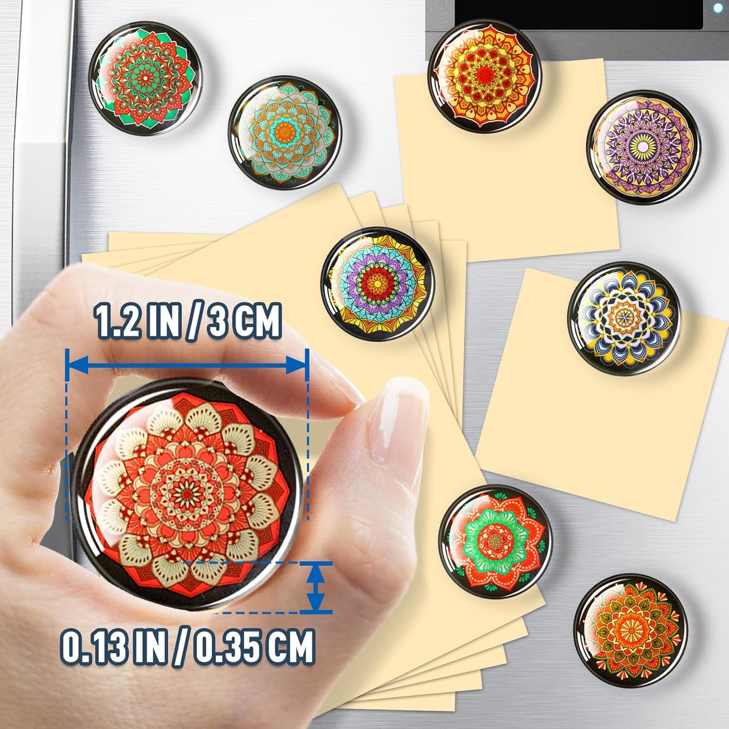 FINDMAG 12 Pcs Glass Fridge Magnets Sticker, Cute Refrigerator Magnet, Small Whiteboard Magnets, Strong Fridge Magnets for Classroom, Kitchen, Office, Home and Cabinet