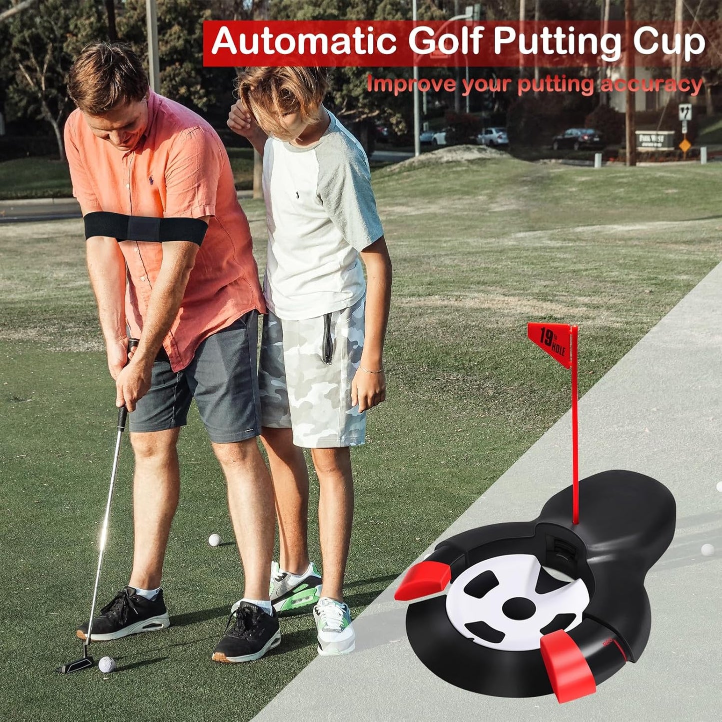 Golf Automatic Putting Ball Return Cup ，Putting Practice Automatic Putting Machine，Golf Cup Training Aid, Putting Returner for Indoor Outdoor Office Practic Golf Training Aids