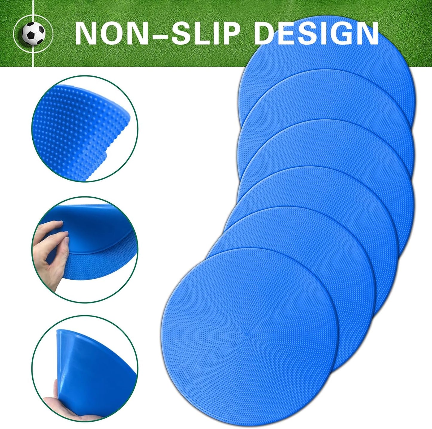 Poly Spot Markers 9 inch Non-Slip Rubber Agility Training Markers Floor Dots Flat Field Cones for Football, Soccer, Basketball, School Exercise Drills, Dance Practice