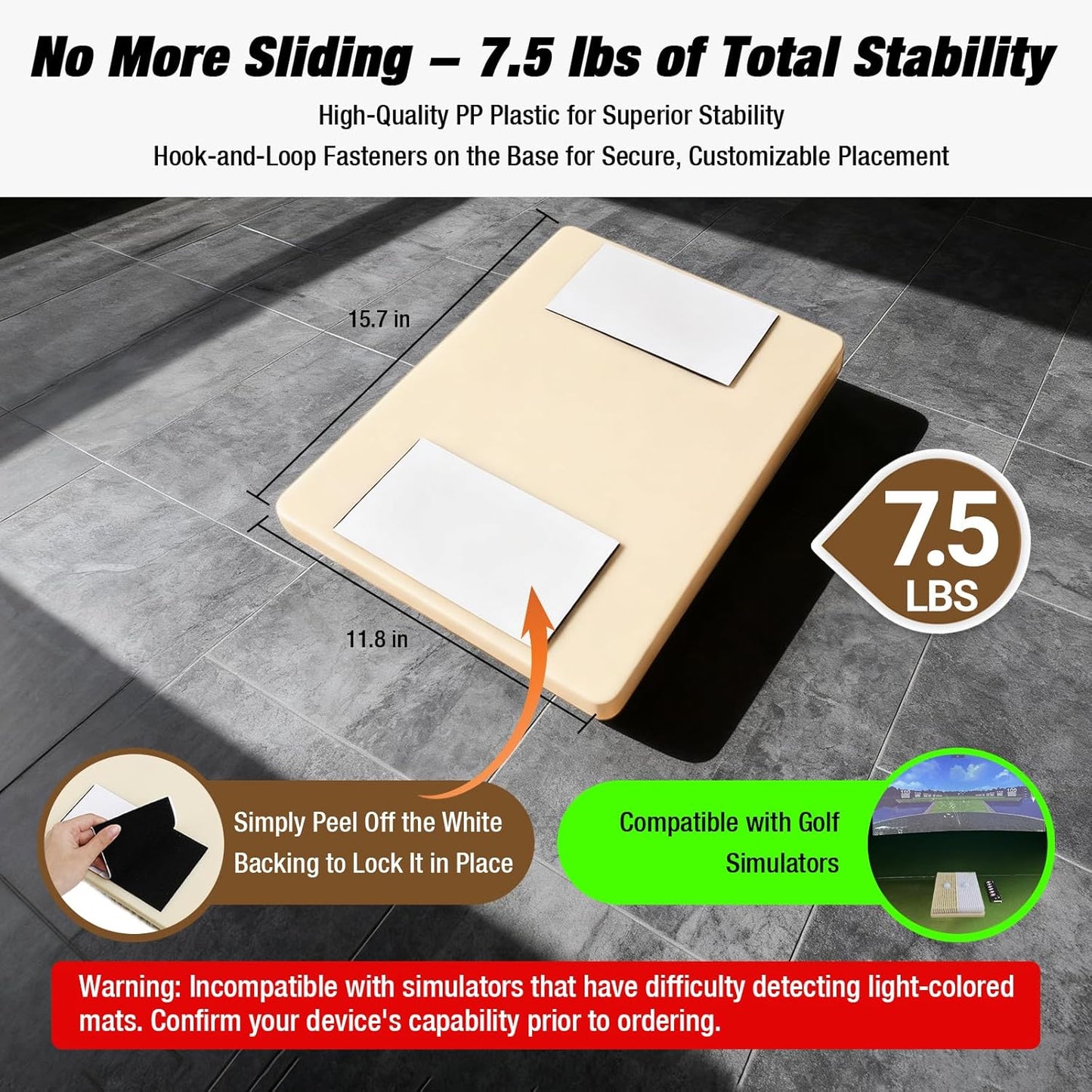 15.7" x 11.8" Golf Bunker Mat - Portable & Sturdy High-Performance Golf Practice Mat for Bunker Shots, Indoor & Outdoor Use - Perfect for Beginners, Pros, and Simulator Training