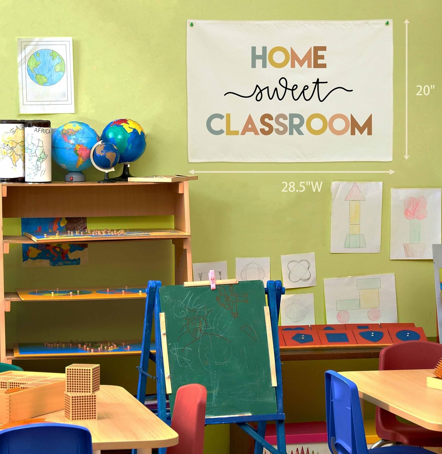 Classroom Wall Decor Poster-Nursery Decor -Teacher Appreciation Gift-Teacher's Day Gift-Door Sign-Hanging Rectangle Banner Flag Wall Decor-Home Sweet Classroom-Christmas Gift-28.5"L×20"W