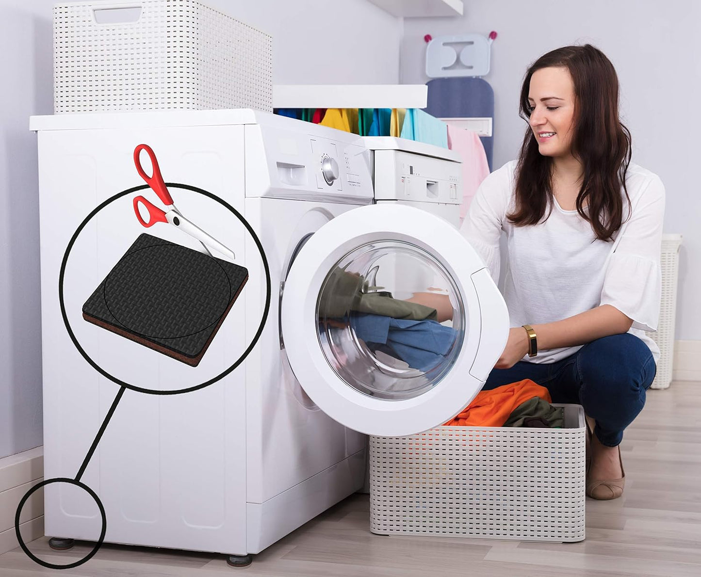 GorillaPads Non-Slip Furniture Pads/Grippers, Rubber Floor Protectors for Under Furniture, Black (2.5" Pre-Scored)