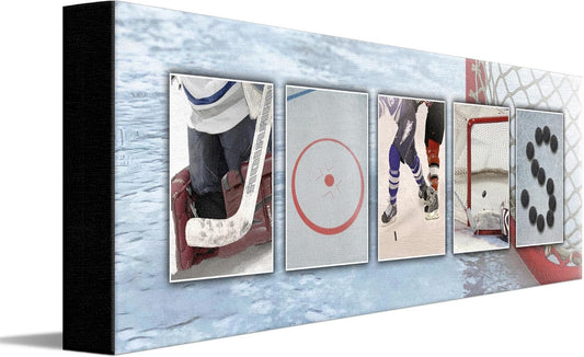Personal-Prints HOCKEY Personalized Décor or Gift for the Hockey Player, Coach, Team, or Fan | Customized Hockey Name Wall Art Gift (6"x18" Stretched Canvas)