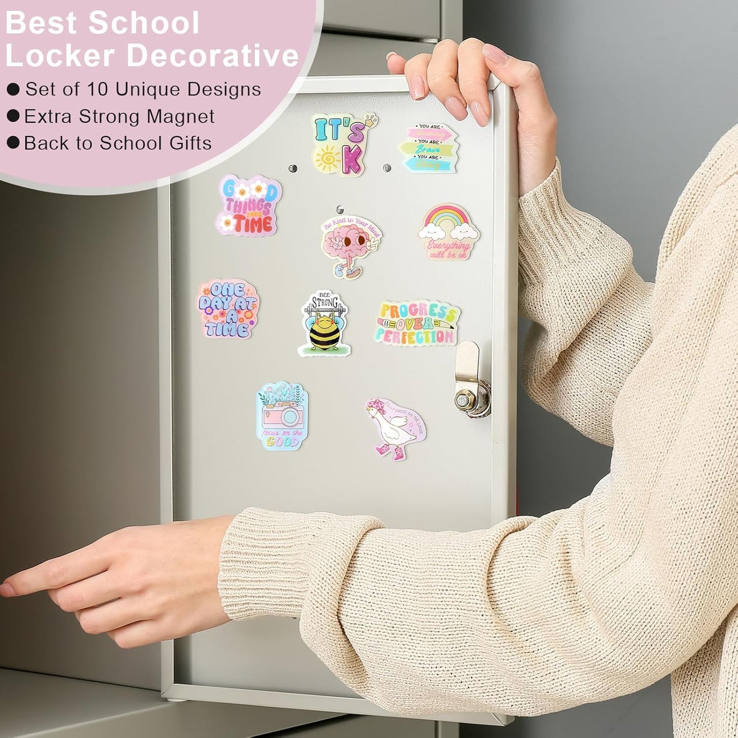 Weewooday 10 Pcs Inspirational Magnets for Refrigerator Fridge Cute Motivational Magnets Positive Quote Decoration Funny Acrylic Christmas White Elephant Gifts for Kitchen Cabinet Classroom Whiteboard