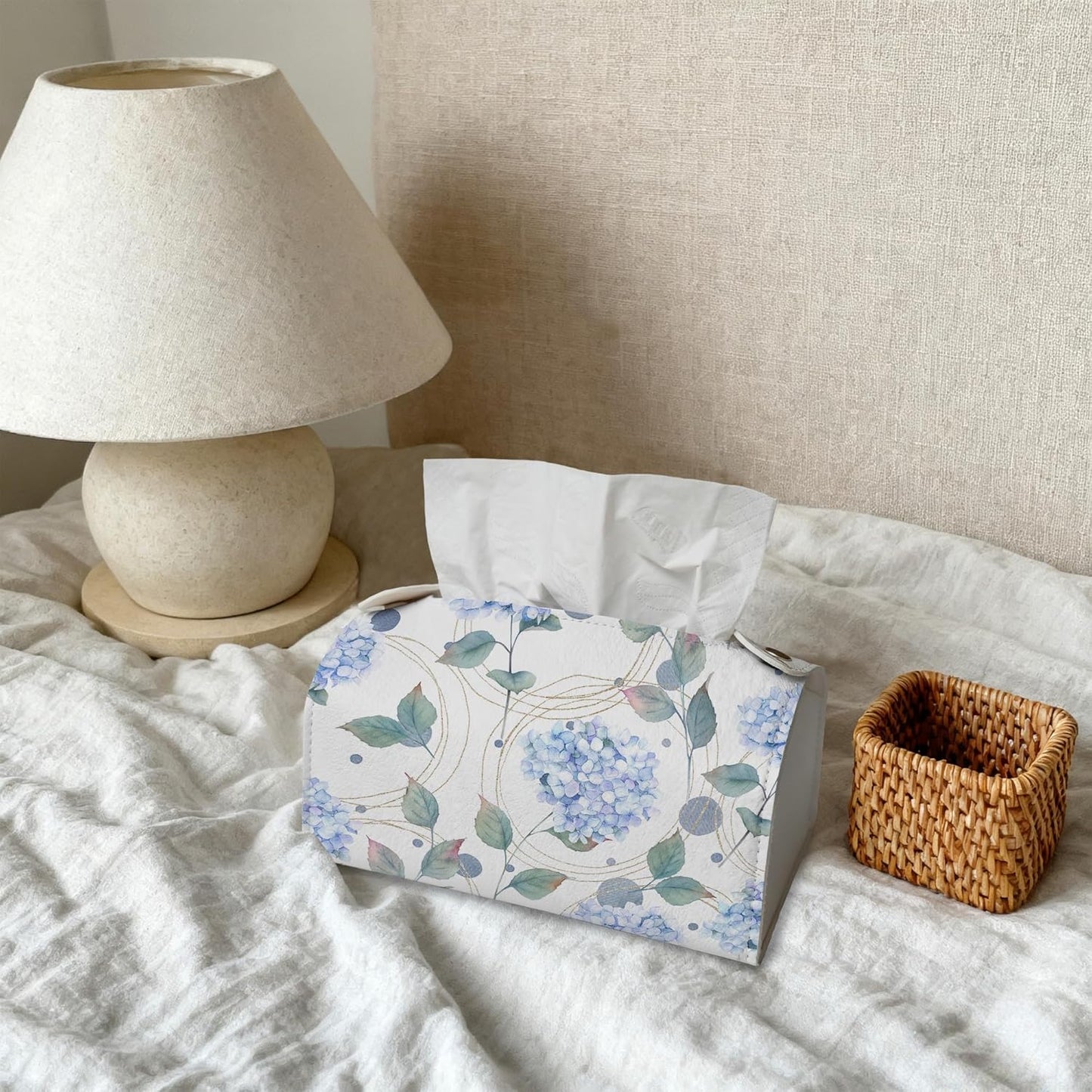 Abstract Hydrangea Flower Tissue Box Cover Holder – Rectangular Tissue Organizer, Decorative Napkin Box Case for Home, Office & Car