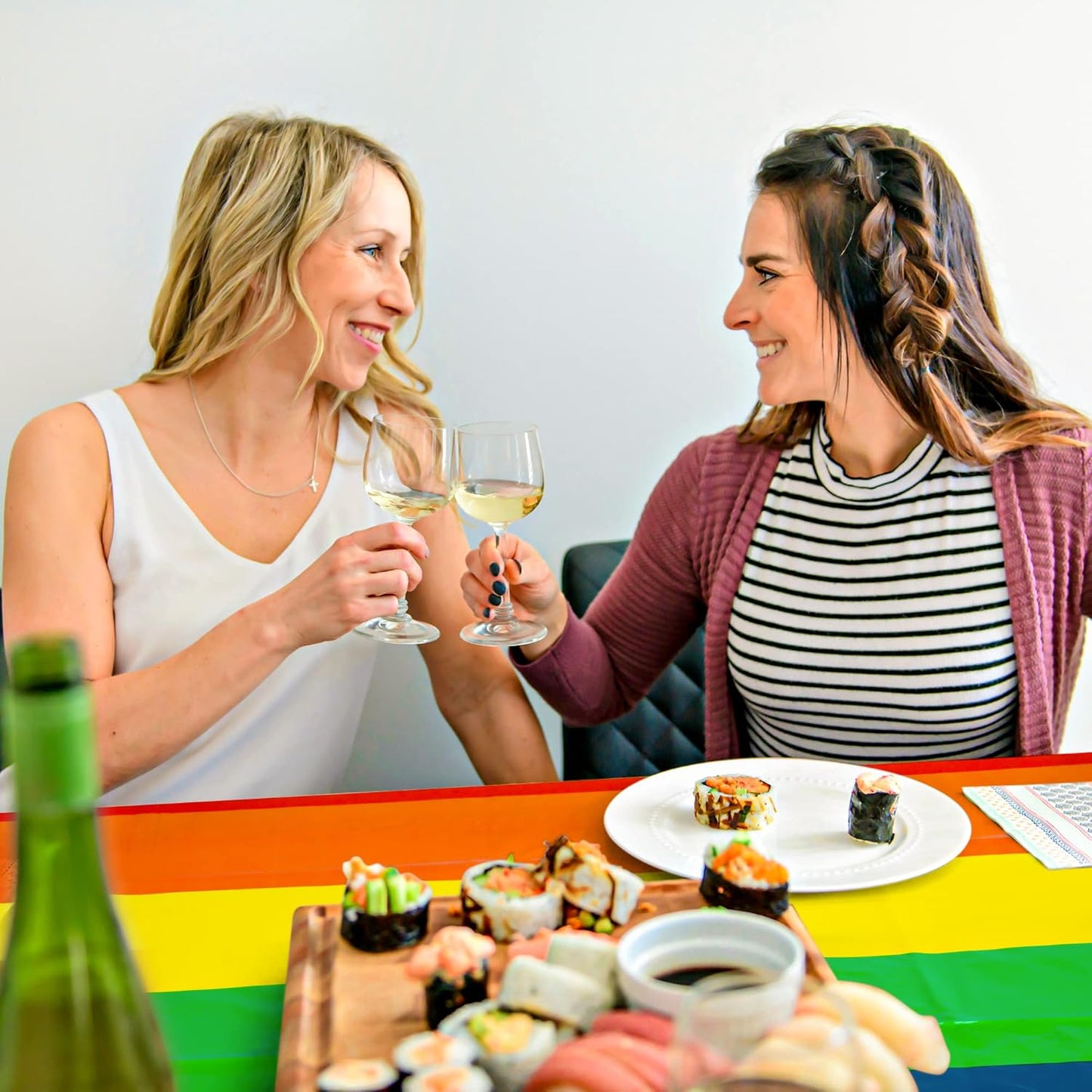 4 PCS Pride Decorations, 108 x 54 Inches Disposable Pride Tablecloth, Plastic Rectangle Rainbow Table Covers Pride Stuff, Gay Pride Month Accessories for Rainbow Theme LGBTQ Community Party Decor