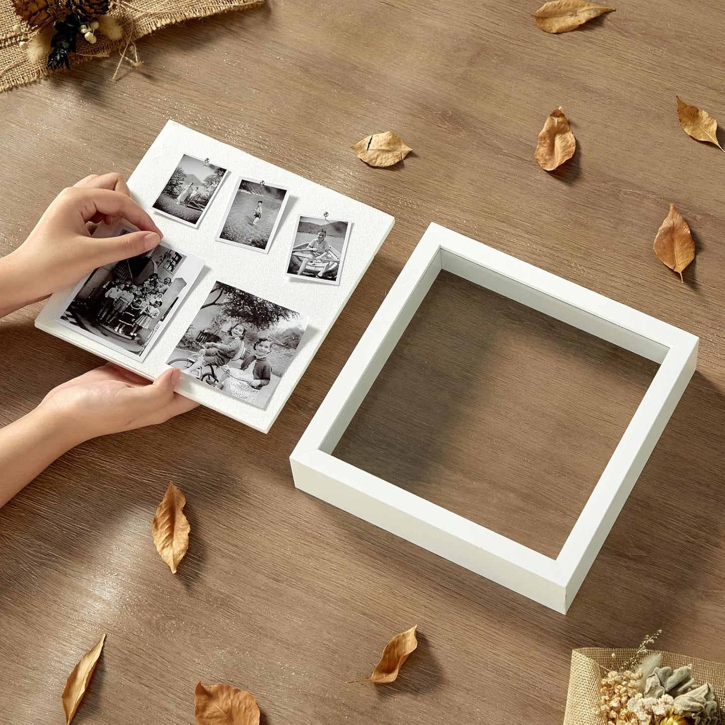 8x8 Shadow Box Display Case Picture Frame with Soft Linen Back,Large Deep Black Shadow Box 8x8 for Flowers Medal Display Case Jersey pet Graduation Memorabilia Baby Ltems Crafts Photos