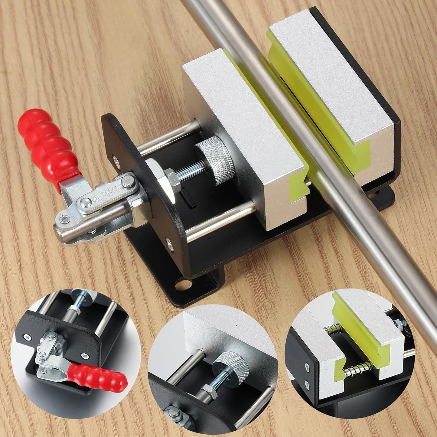 Golf Club Regripping Pro Kit - Heavy-Duty Aluminum Vise Clamp with Hook Knife, Quick Release Shaft Vice, Non-Slip Rubber Handle Golf Grip Replacement Tools Hand-Operated Locking Clamp Tools