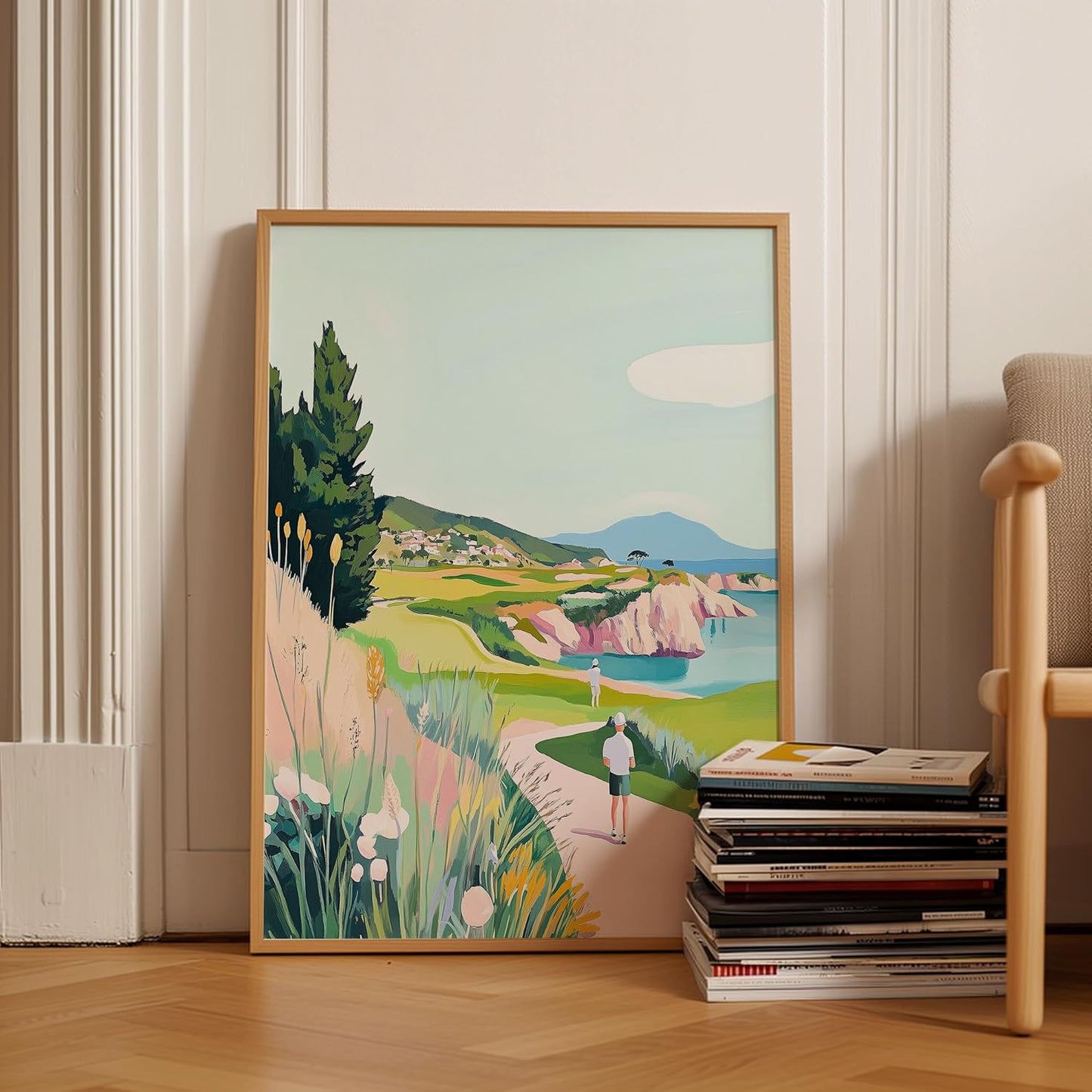 Golf Course Floral Pastel Art Print Posters - Premium Giclee Fine Art Prints - Golf Course Home Decor Posters, Golfer Art Prints for Home and Office Decor - Vintage Aesthetic, Ready to Frame