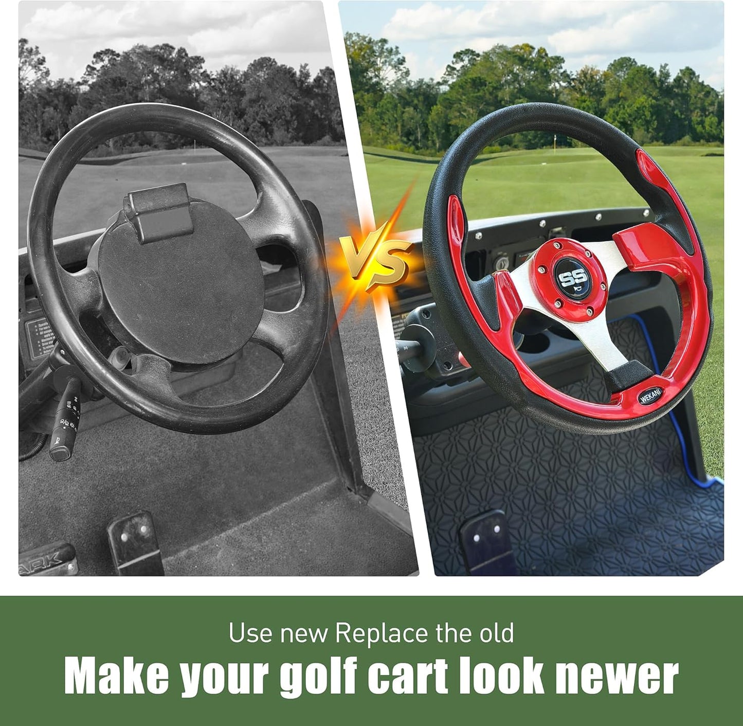 Golf Cart Steering wheel for EZGO YAMAHA and Club Car Precedent Most Golf carts Red