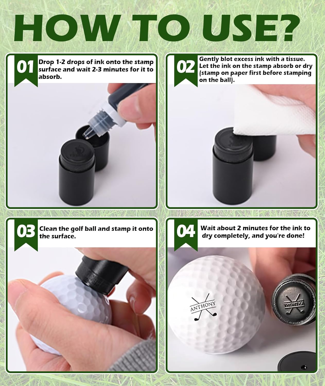 Custom Golf Ball Stamp, Personalized Golf Ball Marker Stamp, Waterproof Golf Ball Stamper with Monogram Logo Design, Golf Accessories Customized Golf Gifts