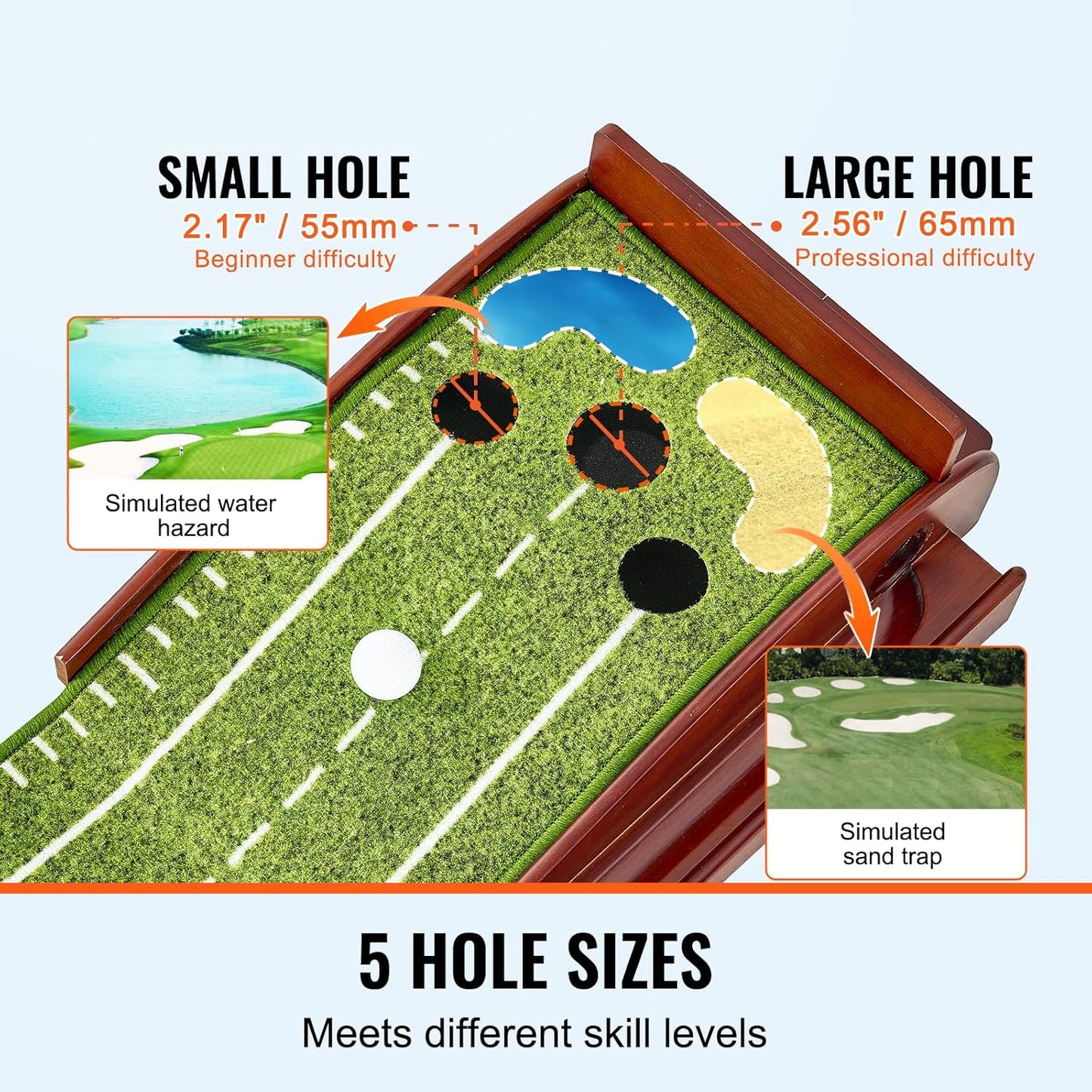 VEVOR Golf Putting Mat, Putting Green Indoor, Putting Matt for Indoors, Sports Spin n Putt Golf Game, Perfect Practice Putting Mat, Golf Putting Mats Practice Auto-Ball Return