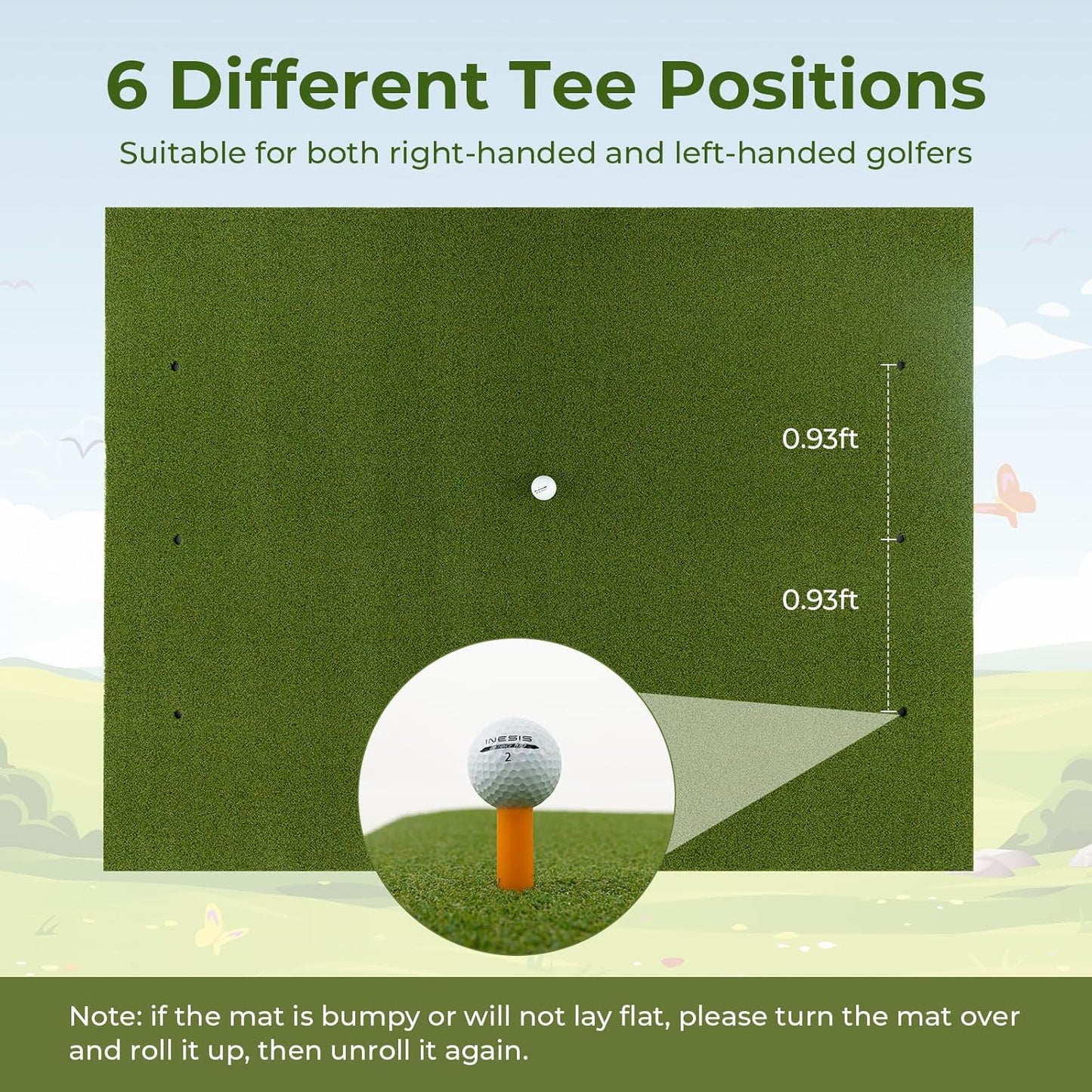 Goplus Golf Mat, 5x3ft/5x4ft Golf Hitting Mat 20/25/27/32mm Thick w/2 Alignment Sticks & 2 Golf Tees, Portable Artificial Turf Grass Training Mat Practice for Indoor Outdoor