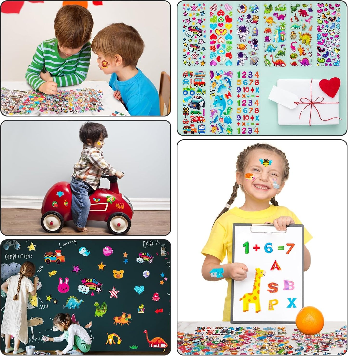 3D Stickers for Kids & Toddlers, 500+ 3D Puffy Stickers Including Animals, Letters, Numbers, Dinosaurs, Cars and More for Boys, Girls, Teachers, Reward, Craft Scrapbooking