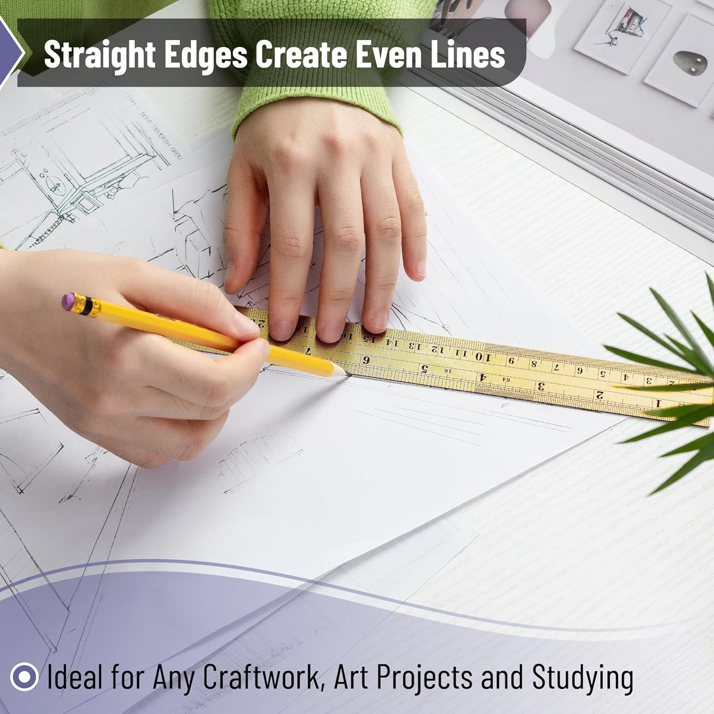 Mr. Pen- Steel Rulers, 2 Pack, 6" and 12", Gold, 6 Inch Ruler Metal Rulers, Stainless Steel Ruler 12 Inch