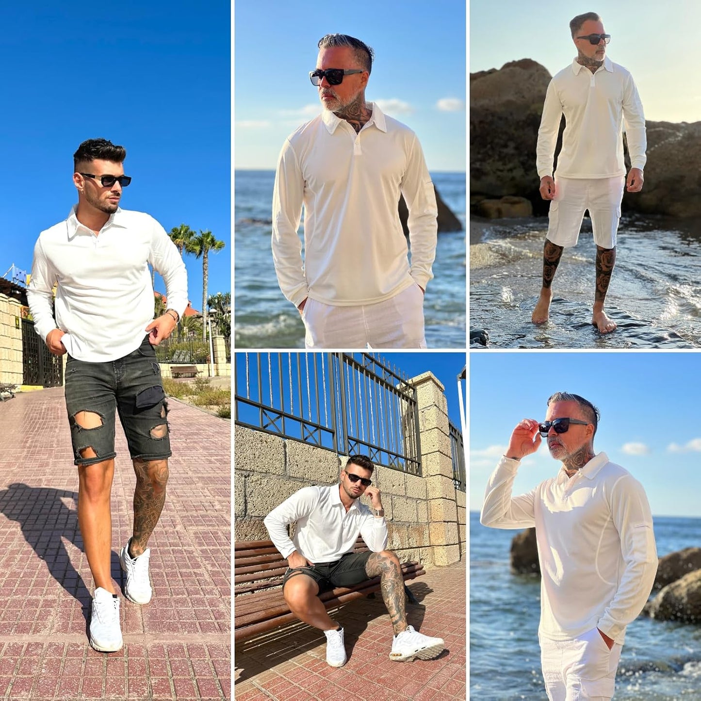 Deyeek Men's Polo Shirts Long Sleeve Golf Polo Shirts for Men Quick Dry UPF 50+ Sun Protection Polos Casual Collared Shirts