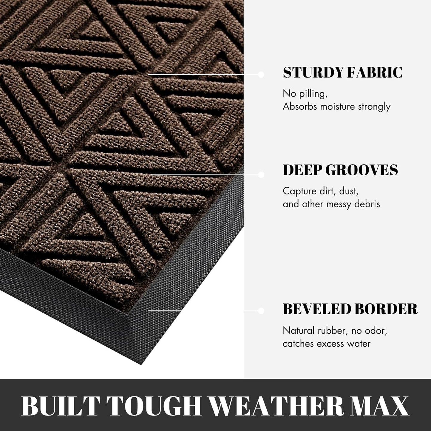 Yimobra Outdoor Mats for Front Door 29.5x17, Stops Mud & Dirt at Entrance, Fits Garage & Patio, All-Weather Waterproof Non Slip Outdoor Indoor Welcome Mat, Brown