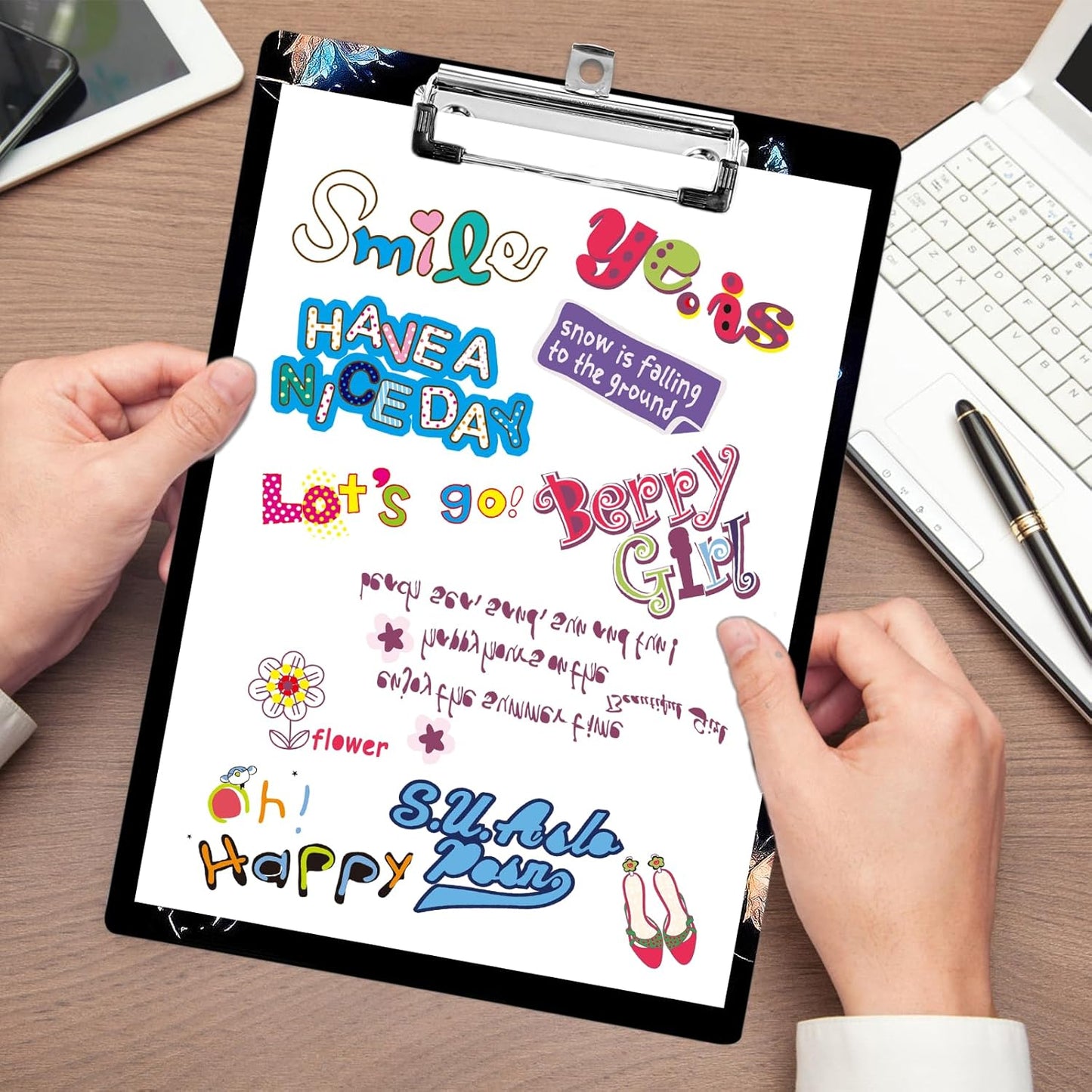 Plastic A4 Clipboards, Cute Fashion Clipboard Decorative, 12.2" x 8.7" Standard A4 Size Clipboards, Plastic Acrylic Clipboard for Teacher, Social Worker, Students,Women, Office Supplies (Butterfly)