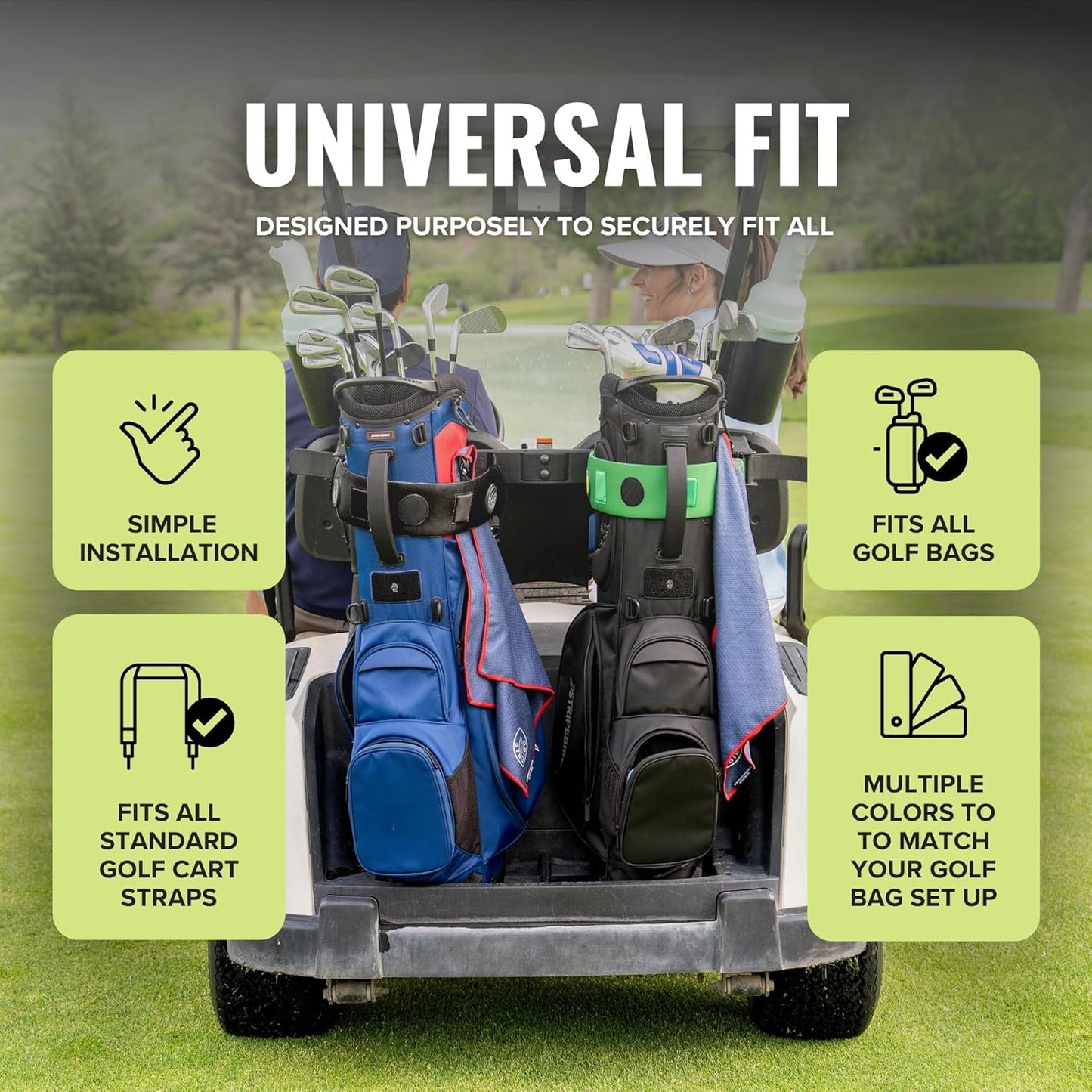 Stripebird - Premium Golf Cart Strap Sleeve Protector - Save Your Golf Bag from Golf Cart Straps - Includes Magnetic and Steel Plate for Magnetic Golf Accessories