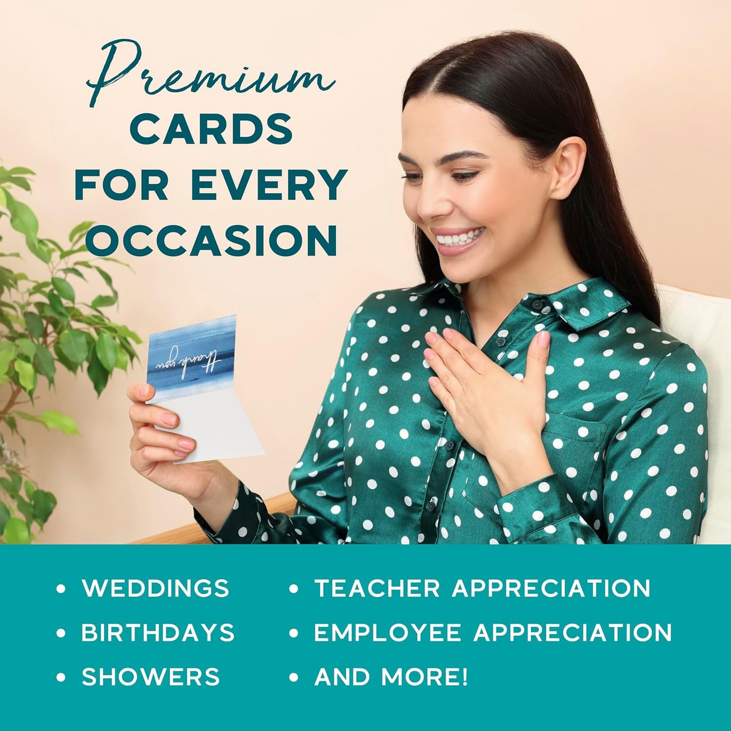 VNS Creations Thank You Cards With Envelopes Bulk Set & Stickers - 100 Pack 4x6 Blank Thank You Notes Bulk Box Set - Large Note Card Small Business, Wedding, Baby Shower & Bridal Shower - Ombré