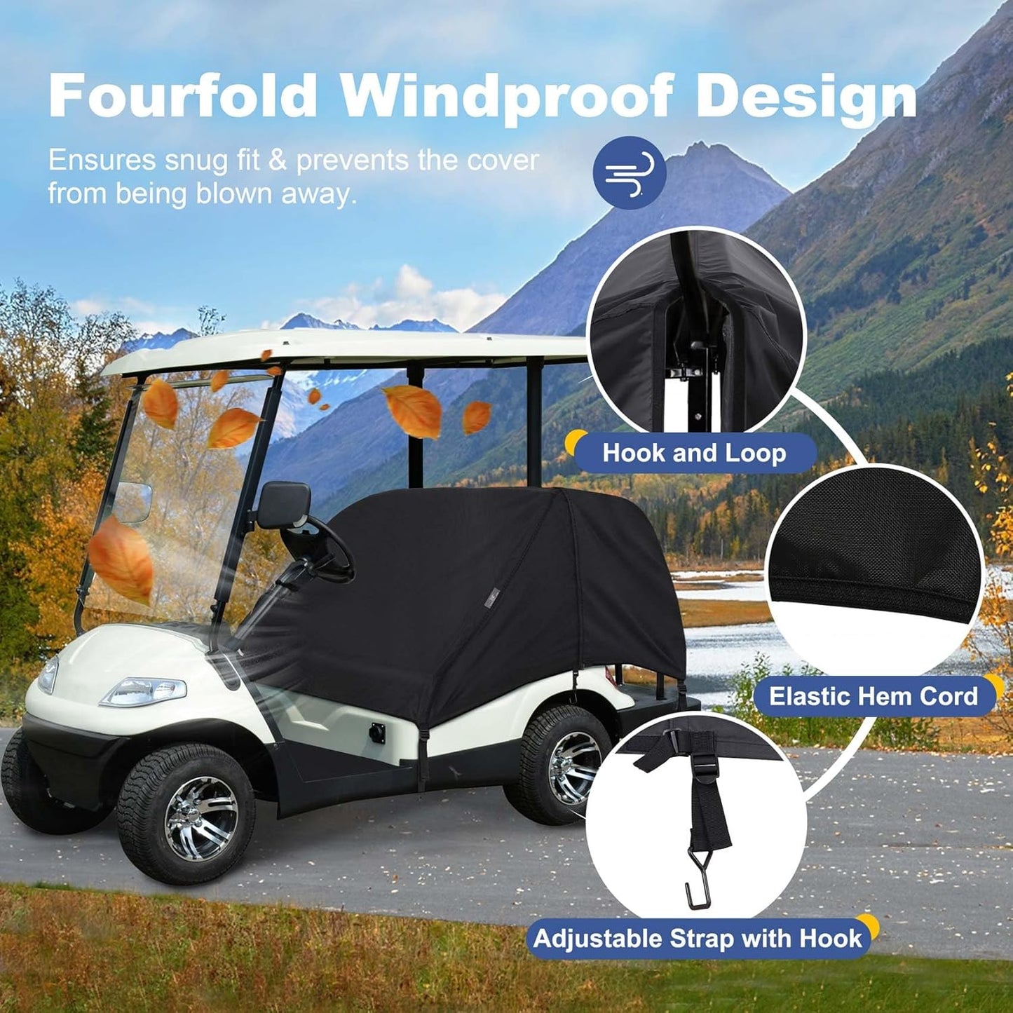 Explore Land Waterproof Golf Cart Seat Cover for 2+2 Passenger UV Resistant Seat Protector - Universal Fit for Most Golf Carts