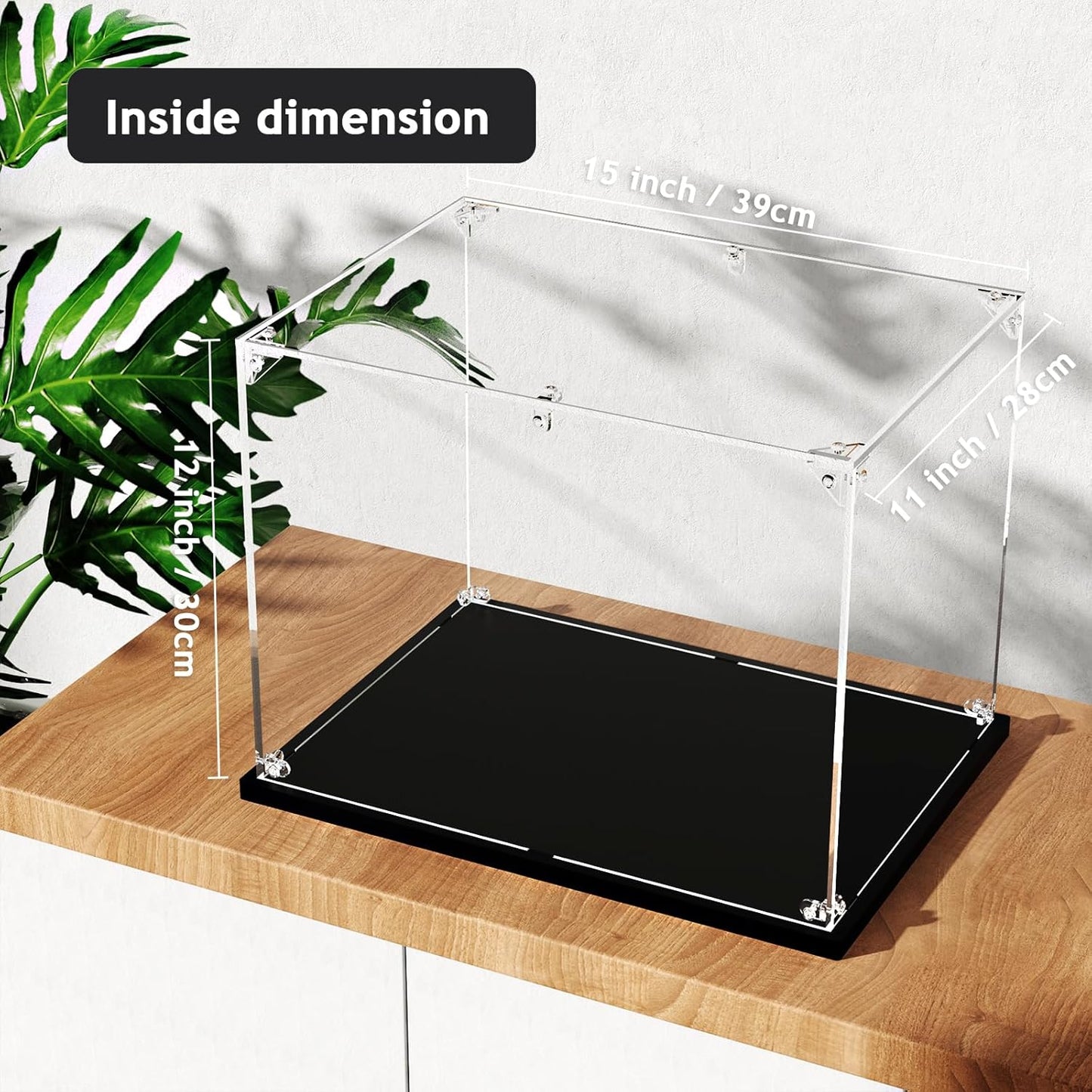 Clear Acrylic Display Case, Self-Assemble Showcase for Collectibles, Action Figures, Dolls, Toys - Alternative Glass Box for Commemorative Gifts (15*11*12inch,39*28*30cm)